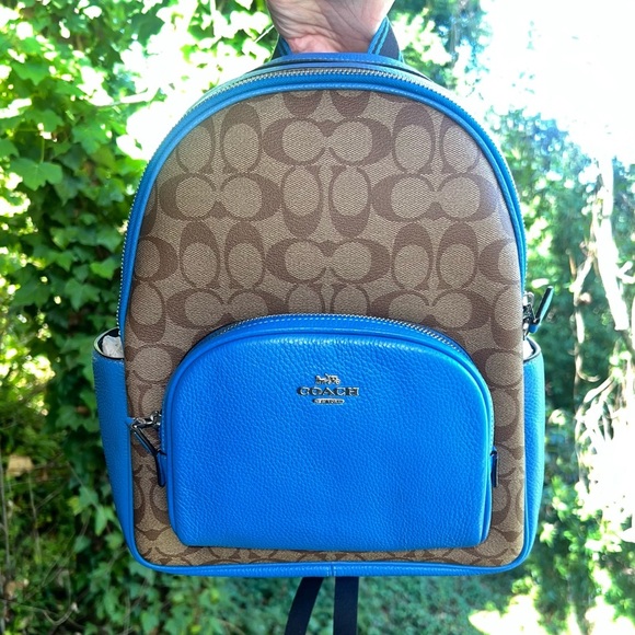 COACH Court Backpack CJ593 In Khaki/Racer Blue Signature Canvas Authentic NWT